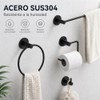 Juego 4 Piezas Accesorios de Baño Sin Taladrar, SUS304, Negro
