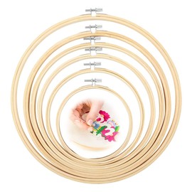 XPEX 6 pieces embroidery hoops, wooden embroidery hoops, embroidery hoop set, knitting ring, cross stitch, embroidery ring, knitting frame, burr-free, smooth and lightweight, ideal for embroidery,