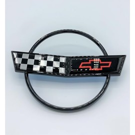 1Pc C4 Corvette Front Nose Hood Emblem 3D Badge Cross Flag Fits for 84 Through 90 Corvettes 10209060 (Black)