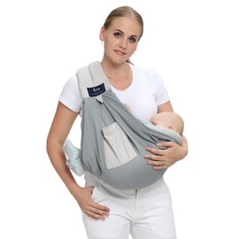 CUBY Portable Breathable Baby Sling, Baby Essentials for Newborn Quick Dry Air 3D Mesh Fabric Wrap Baby Carrier Adjustable Sling Easy Toddler Carrier for Newborn up to 0-24 Months 45 lbs