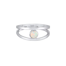 Elli Women's Double Row Synthetic Opal Ring in 925 Sterling Silver, Opal