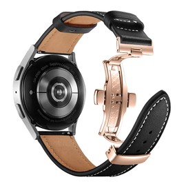 FAGWIG Genuine Leather Watch Band for Women Men Quick Release Spring Bars Bands 20mm 22mm Top Cowhide Calfskin Wristband Replacement Watchband Strap Butterfly Buckle