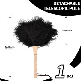 MehelloFeather Ostrich Feather Duster 12 Inch Feather Duster Fluffy Natural Ostrich Feathers with Wooden Handle Ostrich Feather Duster for Cleaning Supplies(Champagne)