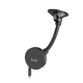 Budi - Universal Magnetic Wireless Car Charger and Holder - Windshield + Vent + Retractable 1m Cable