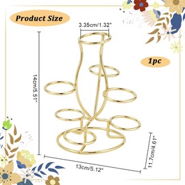NBEADS Crystal Ball Holders, 7 Eggs Display Stand Light Gold Iron Multi-Sphere Display Holder for Crystal Ball Sphere Globe Home Office Decor Ornament, Hole: 1.3Inch, 4.6×5.1×5.5 Inch
