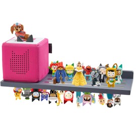 Gieanoo for Tonies Shelf Magentic,Tonie Storage for Creative Tonie Figures 30-36 Characters Pine Wood Hanging Shelf for Kids(Grey, 16in)