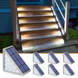 NIORSUN Solar Step Lights for Outside,6 Pack Cool White Solar Stair Lights Outdoor Waterproof IP67 Auto On Off,Solar Lights for Steps,Stair,Patio,Yard,Porch,Front Door,Sidewalk,Deck Decor