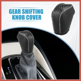 ACROPIX Gear Shifting Knob Cover Automatic Transmission Lever Trim for Toyota Avalon 2019-2023 Camry Corolla 2020-2023 Carbon Fiber Pattern Black Gray Car Parts