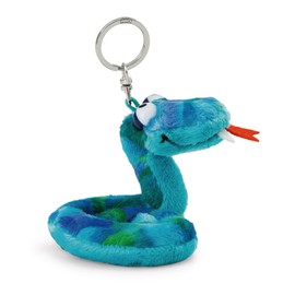 NICI Zsazsa Snake Key Ring 10 cm Blue Plush Companion Cuddly Toy Pendant with Key Ring for Lanyard, Key Ring and Key Holder