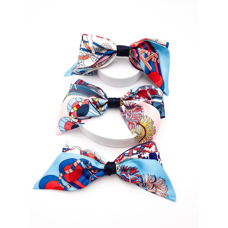 (3 types) Burnaby Modern Scarf Ribbon Hairpin Red Blue /