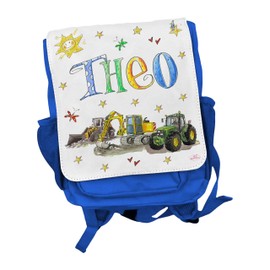 Rucksack Kindergarten personalisiert, Trecker Bagger Radlader, Rosirosinchen, personalisierter Kinderrucksack Traktor Bagger