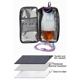 Meesyn Insulated Cover for Enteral Gravity Feeding Bag for G J GJ Tube G-tube Gtube Accessories Supplies Nutrition Liquid Insulation Cooler Fits 500ml to 1200ml Feeding Pump Bag