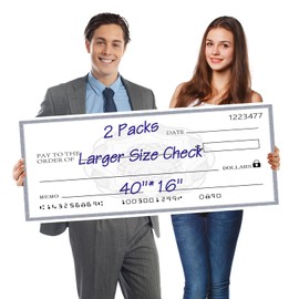 (2 Pcs) Reusable Big Checks for Presentations, 40 x 16 Dry Erase Giant Check, Oversized Fake Check for Presentation,Large Fake Check for School Graduation Donation Awards Fundraisers Charity Business
