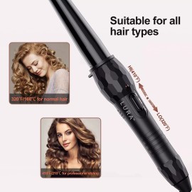 LURA Ceramic Tourmaline Coating Curling Wand, 3/4-1 1/4 Inch Barrel Hair Curler