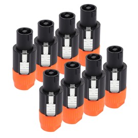 Pack of 8 Speakon Connectors, 8pcs NL4FC NL4FX NL2FC 4 Pole Speak-ON Connector with Twist Lock, Pro DJ PA Stage, Studio, Concert, Pub Audio Adapter Plugs (Orange)