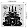 BENECREAT Castle Plastic Painting Stencil, 12x12 Star Firework Pattern Craft