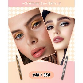 Gold Silver Colored Gel Eyeliner Pencil-2Pcs Multi-Use Glitter Gel Eye Liner Eyeshadow Pen,Long Lasting Waterproof Smudgeproof Water Line Pencil,Professional Eye Makeup for Women with Sharpener-04+05