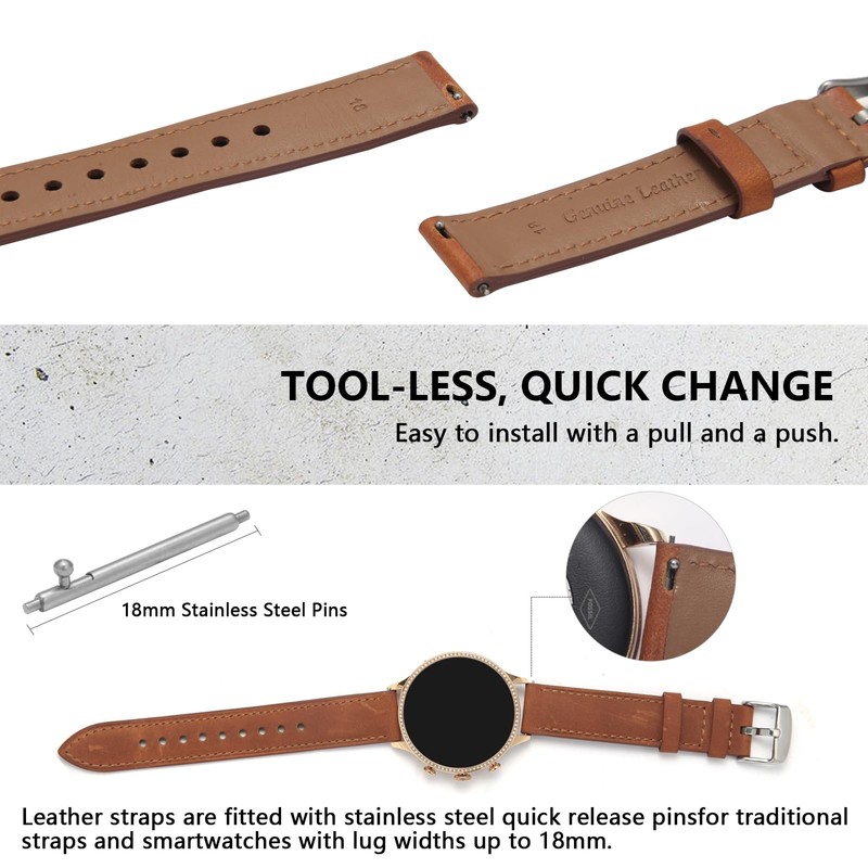 YLK Leather Strap for Garmin Vivomove 3S/Vivoactive 4S, Garmin Venu