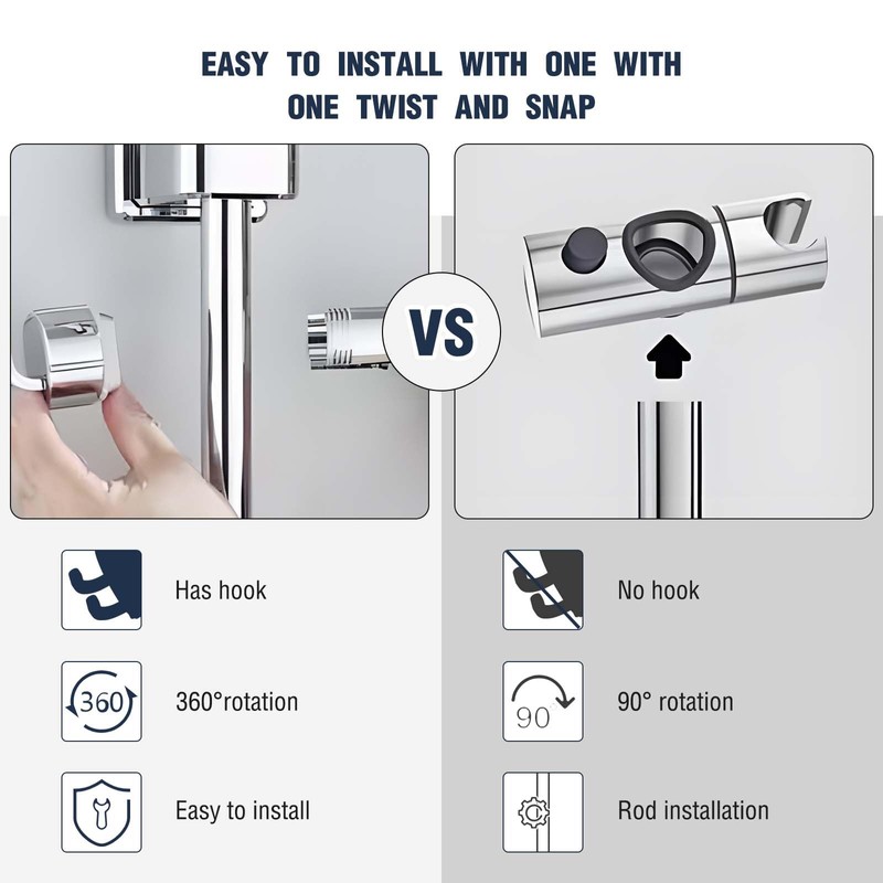 Vinabo Shower Head Holder No Drilling 18-25mm Diameter Adjustable Shower