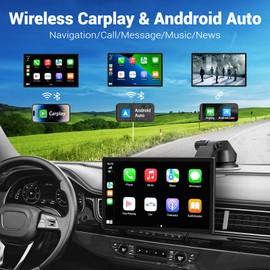 HAUXIY Wireless Apple Carplay Screen for Car 4K Dash Cam, 9" Portable Apple Carplay & Android Auto Car Stereo, with 1080p Backup Camera, GPS Navigation/Mirror Link/Voice Control/Bluetooth