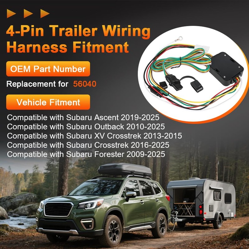 4-Pin Trailer Wiring Harness Compatible with Subaru Crosstrek 2016-2024