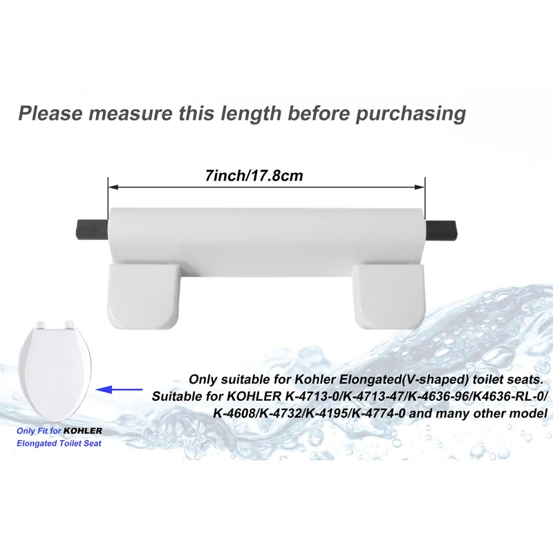 Toilet Seat Hinge Kit Fit for Kohler, Elongated Toilet Seat