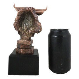 Stock Market Bull Bust - Wall Street Bronze Finish Statue Figurine 8"H