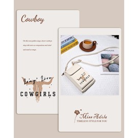 Miss Adola Cute Crossbody Purse Cell Phone Bags for Women - Leather Cellphone Wallet Purse with Adjustable Shoulder Rope and Wallet Card Slots, CowBoy