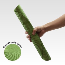 AGYO Set mit 6 ovalen Tischsets, geflochten, 44 x 29,5 cm, aus grünem Polypropylen, waschbar, rutschfest und rollbar, ideal für Tisch, Küche und Outdoor