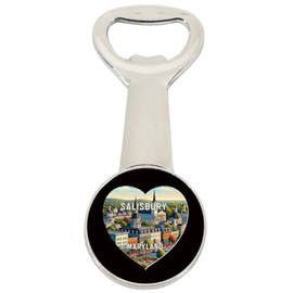 Salisbury Maryland Travel Souvenir Destination Heart Shape Design Magnetic Bottle Opener Single