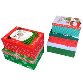 The Seasonal Shop Christmas Nesting Gift Boxes with Lids for Presents or Decorations Around Your Home or Office. Set of 5 Stackable Nested Gift Wrap Boxes from (Reindeer)
