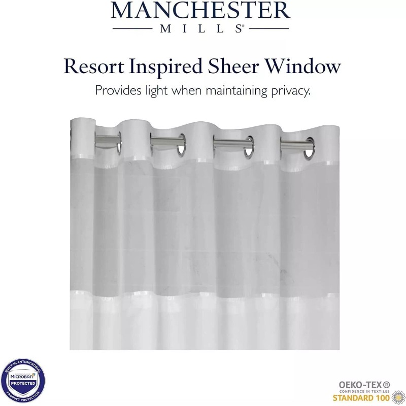 Manchester Mills Protect360° Satin Ribbon Hook Free Shower Curtain -