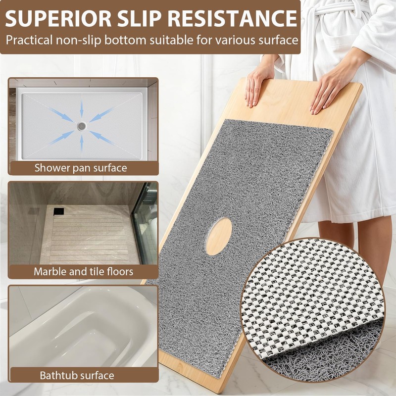 Extra Large Non Slip Shower Mat: 47.2x31.5 inch Loofah Shower
