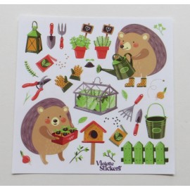 Violette Stickers - HEDGEHOG GARDEN - 4x4 Square of NEW RELEASE Stickers #K207