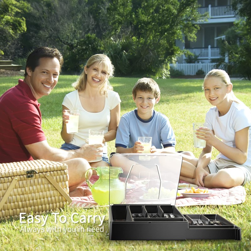 Kurberson Double Layer Silverware Tray with Lid, Drawer Organizer for