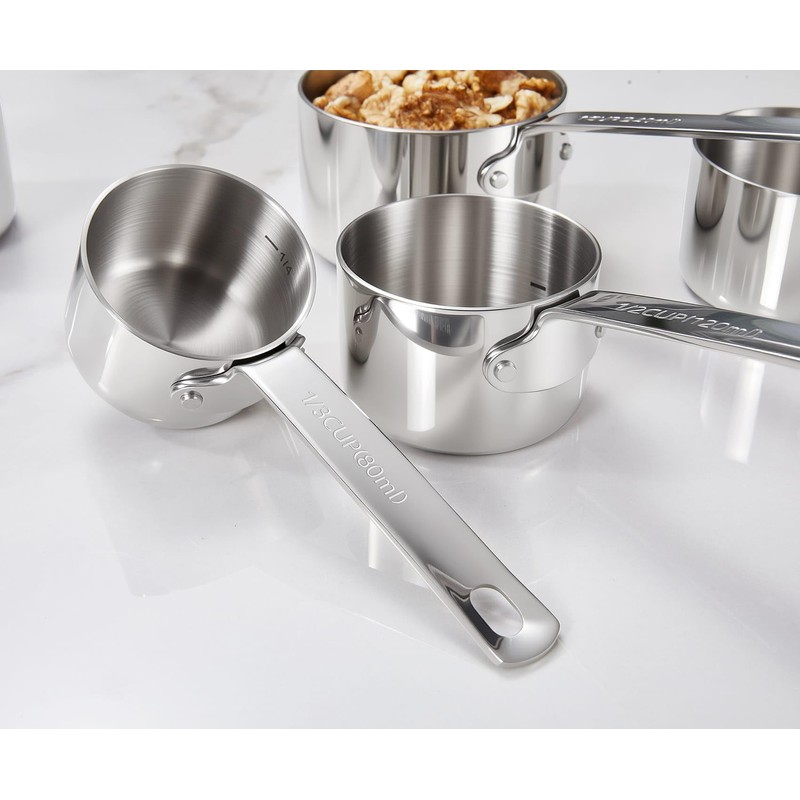 KEAWELL Premium 5-Piece Measuring Cups Set –1/4, 1/3, 1/2, 2/3,