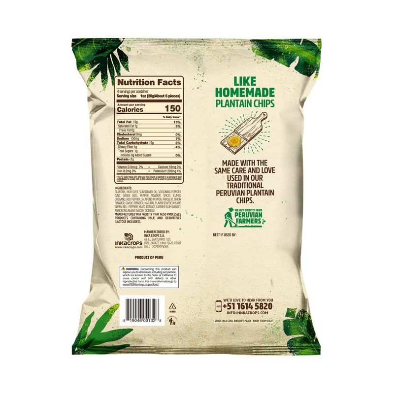 Inka Jalapeño Flavored Tostones Chips, Gluten Free, Non GMO, 4