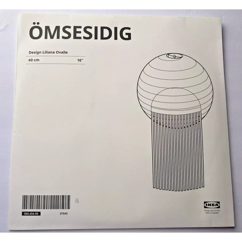 IKEA OMSESIDIG Pendant Lamp Shade White/pink 16" New 505.454.90
