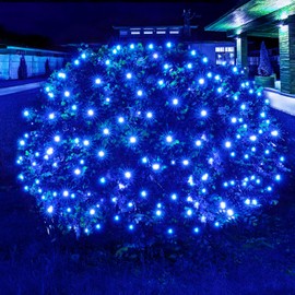 Dirnun Led Christmas Net Lights Blue Outdoor Christmas Lights 160LED 5ftx7ft, Waterproof Outdoor Indoor Fairy Mesh Net Lights for Christmas Party, Yard, Patio, Trees, Shrubs, Bushes Decorations