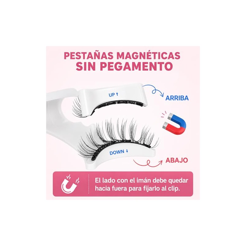 Pestañas Postizas Magneticas,2 Pares Superior e Inferior de Pestañas Magnéticas