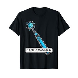 Fun Smiling Electric Toothbrush Cartoon Drawing T-Shirt