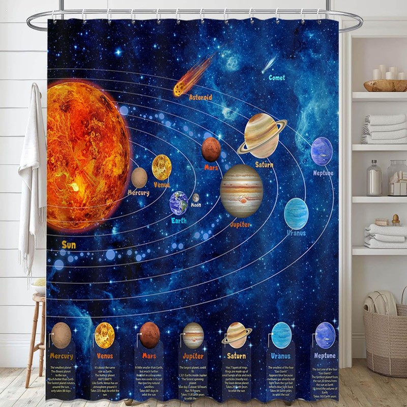 Mocsicka Galactic Outer Space Shower Curtain Boys Nebula Universe Planet