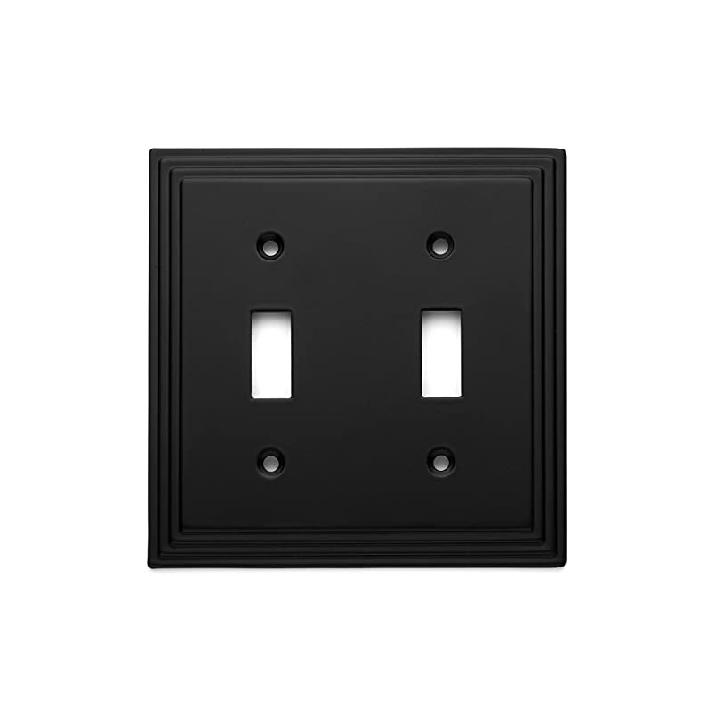 Cosmas 25033-FB Flat Black Double Toggle Switch Plate Switchplate Wall