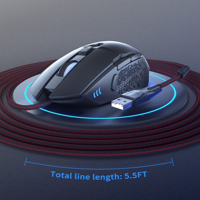 QYD Gaming Maus 7200 DPI Einstellbarer USB RGB Led Gaming