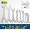 YIYEIE Super-Thin Open End Wrench Set, 9-Piece SAE, 1/4" to
