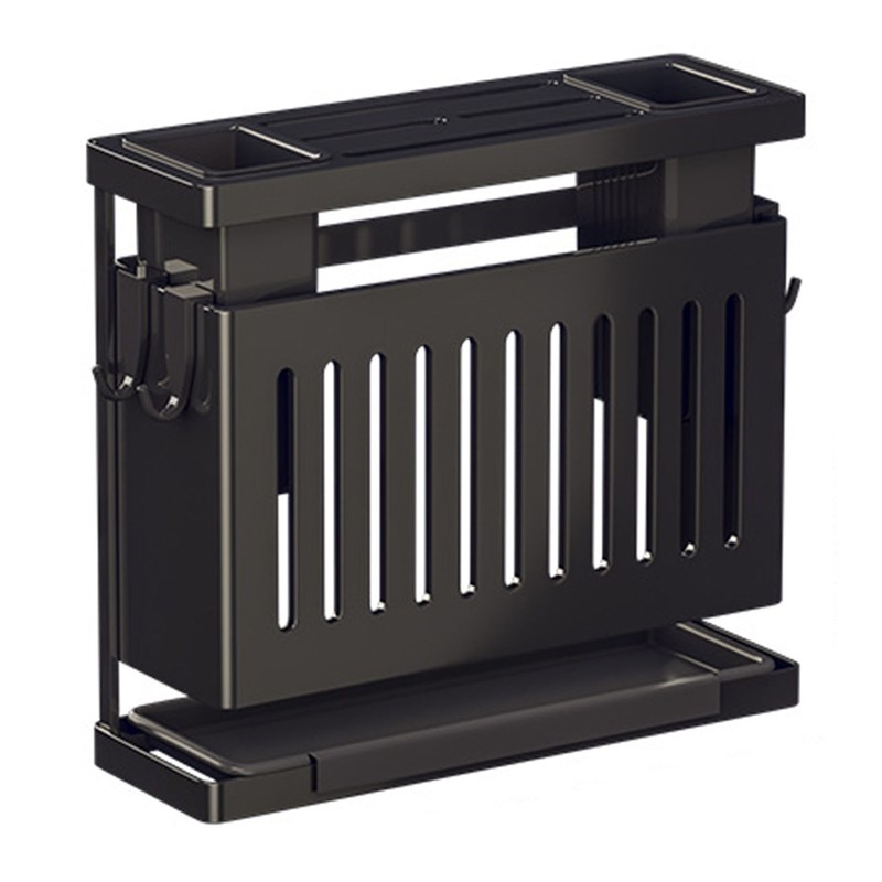 Kitchen Knives Chopstick Rack with Draining Tray Wall Mounted Multifunctional