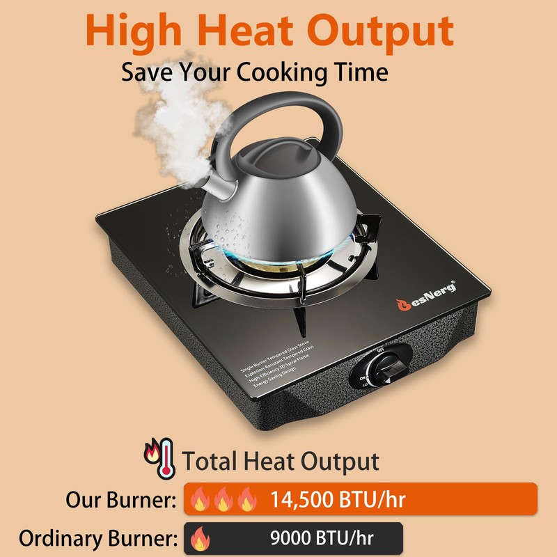 BesNerg Propane Stove 1 Burner Gas Stove, 14500 BTU High-Efficiency