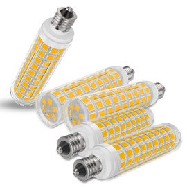 TAIYALOO E11 LED Bulb Dimmable 100W Halogen Candelabra Bulbs Equivalent T3 T4 Mini Base JDE11 Bulb 3000K Warm White 10W 1000LM JDE11 120V 100W LED for Ceiling Fans,Chandeliers,Cabinet Lighting,5Pack