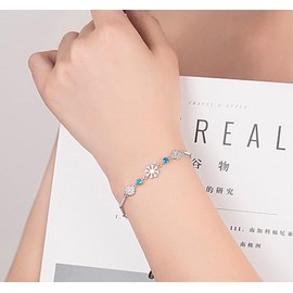 BSLVWG Snowflake Bracelet for Women, Bracelets for Women, Silver, White Gold-Plated Bracelet, Snowflake with Cubic Zirconia, Friendship Bracelets, Birthday Gift for Women