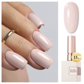15ML Sheer Gel Nail Polish Soak Off Same Color Bottle Glossy Nail Art Gel for Salon or DIY Manicure at Home for Women:_Nude Pink